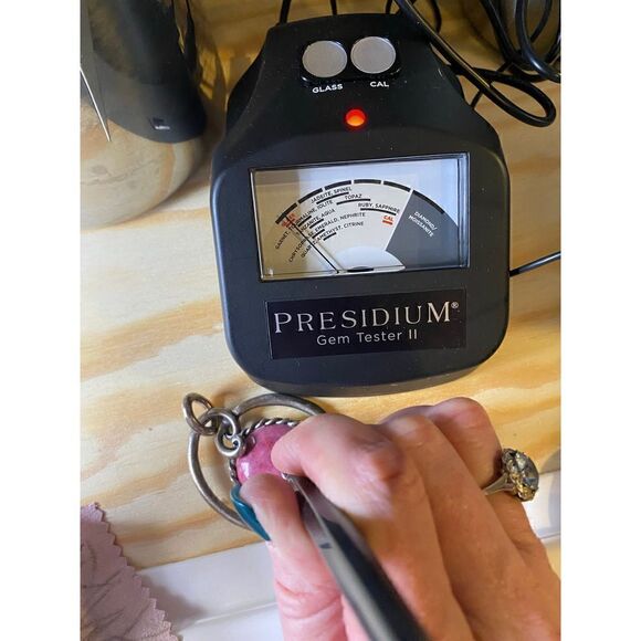 Vintage silver tone Rose agate necklace pendant heavy - Picture 9 of 9